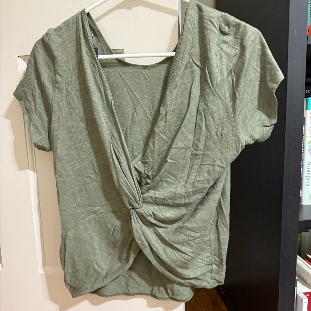 Abercrombie & Fitch Sage Green Twist Front Blouse